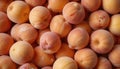A scattered peaches background with copy space. Royalty Free Stock Photo