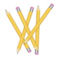 Scattered pencils on a white background. Wooden school pencils close up. Image of office supplies. Vector image Royalty Free Stock Photo