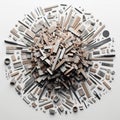 163 46 Scattered pieces top view with pieces clustered toward o