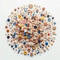 Scattered pieces top view with pieces distributed in a whimsic