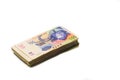 Scattered pile of bundled south african rand bank notes Royalty Free Stock Photo