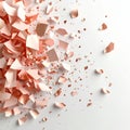 Scattered Pink Eggshell Fragments on White Background in Flat Lay Style Royalty Free Stock Photo
