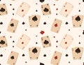 Scattered Playing Cards on Beige Background Royalty Free Stock Photo