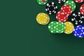 Scattered playing chips on casino table Royalty Free Stock Photo