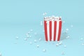 Scattered popcorn, sweet food, 3d rendering