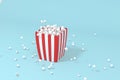 Scattered popcorn, sweet food, 3d rendering