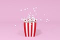 Scattered popcorn, sweet food, 3d rendering