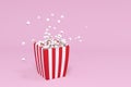 Scattered popcorn, sweet food, 3d rendering