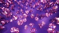 Scattered purple amethyst gems 3D render