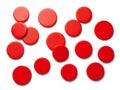 Scattered red circular objects Royalty Free Stock Photo