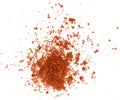 Scattered red paprika powder isolated on white background. Top view Royalty Free Stock Photo