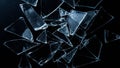 Scattered shards of transparent glass on a dark surface creating a fragmented pattern of destruction Royalty Free Stock Photo