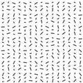 Scattered small dash pattern. Seamless black sprinkle vector background. Abstract repeat fashion print with linear brush