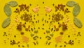 Scattered spices on a yellow background. Top view