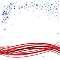 Scattered stars in blue and white as mast head with red stripes in waves style Royalty Free Stock Photo