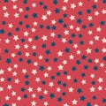 Scattered stars seamless pattern in colors of American flag red, blue and white. United States Independence Day 4th of July or Royalty Free Stock Photo