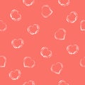 Abstract scattered white hearts isolated on Living Coral color.