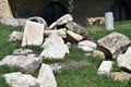 Scattered White limestone rocks on the hill Royalty Free Stock Photo