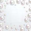 Scattered White Pearl Frame on Light Background - AI Generated Royalty Free Stock Photo