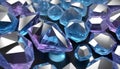 3d rendering of blue crystal gems in black background Royalty Free Stock Photo