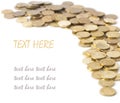 A scattering of coins isolated Royalty Free Stock Photo