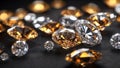 a scattering of diamonds on a black background precious stones Royalty Free Stock Photo