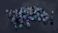 Scattering diamonds gemstones 3D rendering