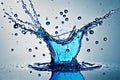 A beautiful splash of blue water with spectacular drops and splashes. Background Royalty Free Stock Photo