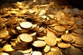 Scattering of gold coinsin Royalty Free Stock Photo