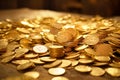Scattering of gold coinsin Royalty Free Stock Photo