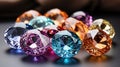 A scattering of shiny beautiful precious stones, shimmering in all shades of the rainbow. Excellent minerals for jewelry