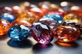 A scattering of shiny beautiful precious stones, shimmering in all shades of the rainbow. Excellent minerals for jewelry