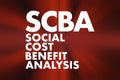 SCBA - Social Cost Benefit Analysis acronym, business concept background Royalty Free Stock Photo