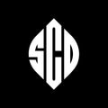 SCD circle letter logo design with circle and ellipse shape. SCD ellipse letters with typographic style. The three initials form a Royalty Free Stock Photo