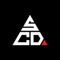 SCD triangle letter logo design with triangle shape. SCD triangle logo design monogram. SCD triangle vector logo template with red Royalty Free Stock Photo