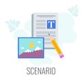 Scenario icon. Video marketing. Digital marketing. Flat vector illustration.