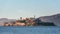 Scene of the Alcatraz Island with some industrial buildings in San Francisco,California, USA Royalty Free Stock Photo