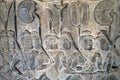 Angkor Wat 12th century bas relief - Yama Judgment, depiction of heaven Royalty Free Stock Photo