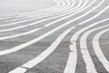 Scene of the asphalt floor with white stripes in Superkilen Park