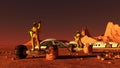 Scene of the astronaut on mars 3D illustration