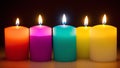 A Scene Of An Awe - Inspiring Photo Of A Row Of Candles With Colored Candles AI Generative Royalty Free Stock Photo