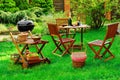 Scene Of Barbecue Grill Party On Lawn In The Backyard Royalty Free Stock Photo