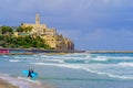 Scene of the beach, and old Jaffa. Tel-Aviv Royalty Free Stock Photo