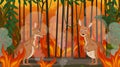 Scene with big wildfire with animal trapped in the forest