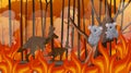 Scene with big wildfire with animal trapped in the forest