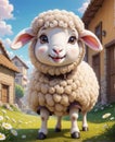 A super adorable anthropomorphic little lamb, wearing a smile, looking at you. Royalty Free Stock Photo