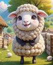 A super adorable anthropomorphic little lamb, wearing a smile, looking at you. Royalty Free Stock Photo