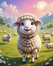 A super adorable anthropomorphic little lamb, wearing a smile, looking at you. Royalty Free Stock Photo