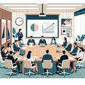 A professional boardroom setting, with a diverse group of individuals gathered for a meeting. Royalty Free Stock Photo