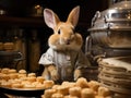 Bunny baker with tiny cookie tray